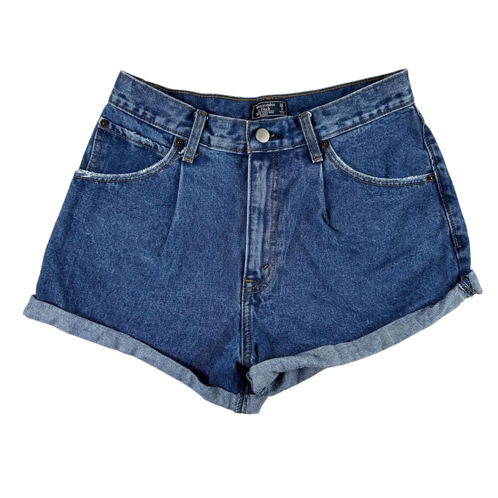 Abercrombie & Fitch Shorts Womens 26 2 Annie High Rise Mom Blue Denim Cuffed